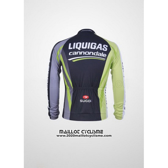 2011 Maillot Ciclismo Liquigas Cannondale Noir et Vert Manches Longues et Cuissard